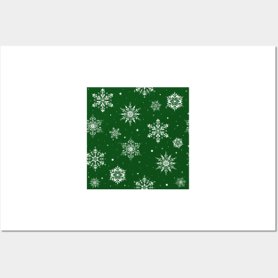 Christmas Folk Snowflakes2 Green Posters and Art